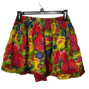 Hollister Mini Skirt Women's Small Red Blue Yellow Floral Layered Fast‎ Shipping